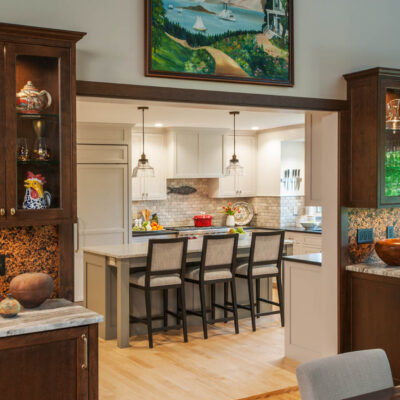 PERIMETER: Wood: Maple; Paint color: Grayish; Door Style: Exeter; Face Frame: Square Inset; ISLAND: Wood: Maple; Paint color: Classic French Gray; Door Style: Exeter; Face Frame: Square Inset