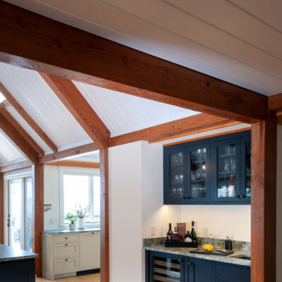 BACKGROUND: Wood: Maple; Paint color: Ellie Gray; Door Style: Enfield; Face Frame: Square Inset; FOREGROUND: Wood: Maple; Paint color: Black of Night; Door Style: Enfield; Face Frame: Square Inset BACKGROUND: Wood: Maple; Paint color: Ellie Gray; Door Style: Enfield; Face Frame: Square Inset; FOREGROUND: Wood: Maple; Paint color: Black of Night; Door Style: Enfield; Face Frame: Square Inset