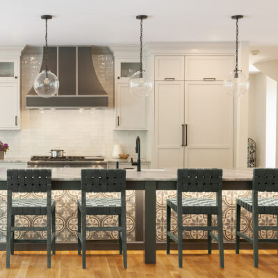 [Perimeter] Wood: Maple; Paint: Modern Gray; Door Style: Conway; Face Frame: Square Inset; [Island] Wood: Maple; Paint: Peppercorn; Door Style: Conway; Face Frame: Square Inset