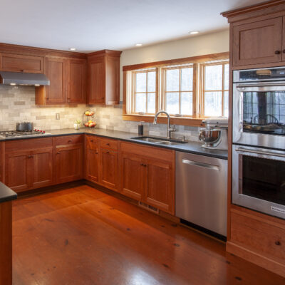 Wood: Cherry; Finish: Natural; Door Style: Cornish; Face Frame: Square Inset