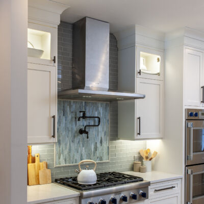 PERIMETER: Wood: Maple; Paint color: White Flour; Door Style: Enfield; Face Frame: Square Inset; ISLAND: Wood: Maple; Paint color: Peppercorn; Door Style: Enfield; Face Frame: Square Inset PERIMETER: Wood: Maple; Paint color: White Flour; Door Style: Enfield; Face Frame: Square Inset; ISLAND: Wood: Maple; Paint color: Peppercorn; Door Style: Enfield; Face Frame: Square Inset