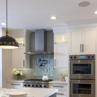 PERIMETER: Wood: Maple; Paint color: White Flour; Door Style: Enfield; Face Frame: Square Inset; ISLAND: Wood: Maple; Paint color: Peppercorn; Door Style: Enfield; Face Frame: Square Inset PERIMETER: Wood: Maple; Paint color: White Flour; Door Style: Enfield; Face Frame: Square Inset; ISLAND: Wood: Maple; Paint color: Peppercorn; Door Style: Enfield; Face Frame: Square Inset