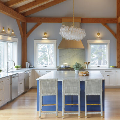 PERIMETER: Wood: Maple; Paint color: White Flour; Door Style: Conway; Face Frame: Square Inset; ISLAND: Wood: Maple; Paint color: Indigo Batik; Door Style: Conway; Face Frame: Square Inset PERIMETER: Wood: Maple; Paint color: White Flour; Door Style: Conway; Face Frame: Square Inset; ISLAND: Wood: Maple; Paint color: Indigo Batik; Door Style: Conway; Face Frame: Square Inset