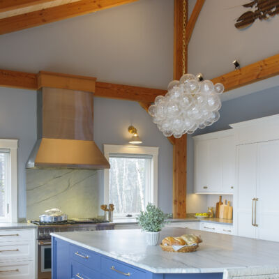 PERIMETER: Wood: Maple; Paint color: White Flour; Door Style: Conway; Face Frame: Square Inset; ISLAND: Wood: Maple; Paint color: Indigo Batik; Door Style: Conway; Face Frame: Square Inset PERIMETER: Wood: Maple; Paint color: White Flour; Door Style: Conway; Face Frame: Square Inset; ISLAND: Wood: Maple; Paint color: Indigo Batik; Door Style: Conway; Face Frame: Square Inset