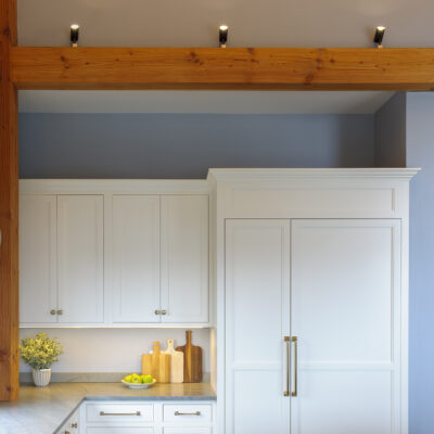 PERIMETER: Wood: Maple; Paint color: White Flour; Door Style: Conway; Face Frame: Square Inset; ISLAND: Wood: Maple; Paint color: Indigo Batik; Door Style: Conway; Face Frame: Square Inset PERIMETER: Wood: Maple; Paint color: White Flour; Door Style: Conway; Face Frame: Square Inset; ISLAND: Wood: Maple; Paint color: Indigo Batik; Door Style: Conway; Face Frame: Square Inset