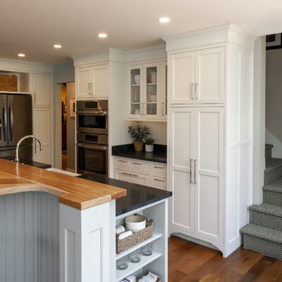 PERIMETER: Wood: Maple; Paint color: Paperwhite; Door Style: Cornish; Face Frame: Beaded Inset; ISLAND: Wood: Maple; Paint color: Austere Gray; Door Style: Cornish; Face Frame: Beaded Inset PERIMETER: Wood: Maple; Paint color: Paperwhite; Door Style: Cornish; Face Frame: Beaded Inset; ISLAND: Wood: Maple; Paint color: Austere Gray; Door Style: Cornish; Face Frame: Beaded Inset