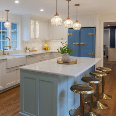 PERIMETER: Wood: Maple; Paint color: Pure White; Door Style: Cornish; Face Frame: Square Inset; ISLAND: Wood: Maple; Paint color: Poolhouse; Door Style: Cornish; Face Frame: Square Inset PERIMETER: Wood: Maple; Paint color: Pure White; Door Style: Cornish; Face Frame: Square Inset; ISLAND: Wood: Maple; Paint color: Poolhouse; Door Style: Cornish; Face Frame: Square Inset