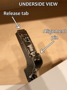 Blum hinge adjustment - Underside of hinge